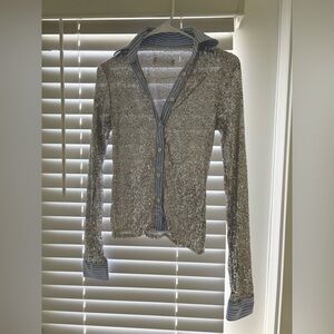 Hand Over Silver Sequin Button Down Shirt